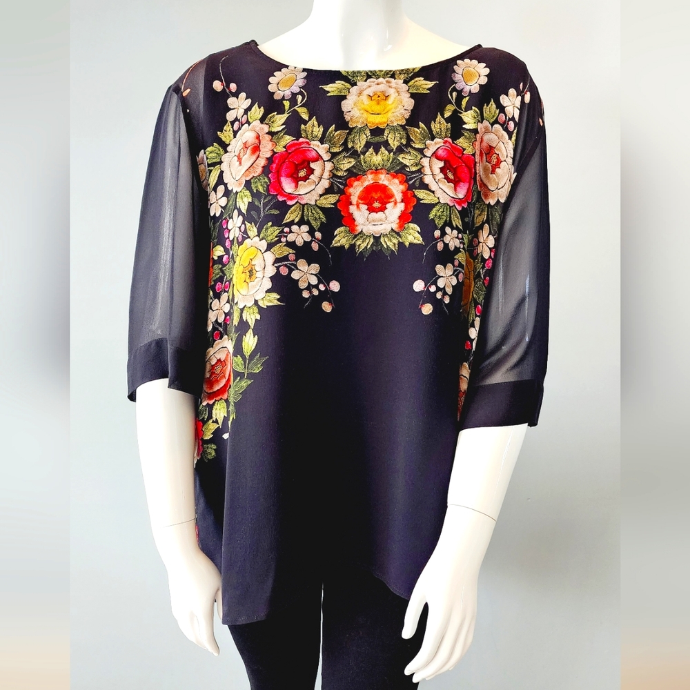 [1X] 100% Silk Dressori Elbow Sleeve Blouse